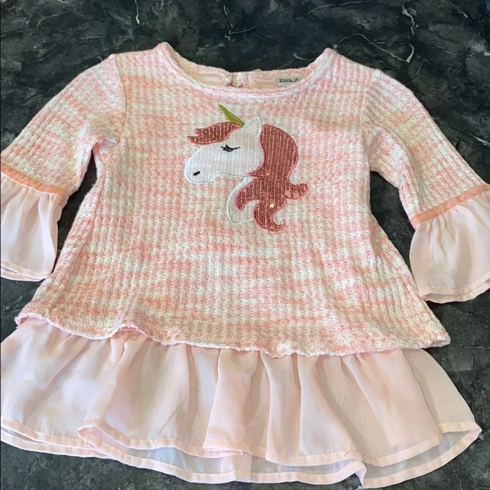 Little Lass Unicorn Bow Ruffle Outfit - Picture 4 of 7